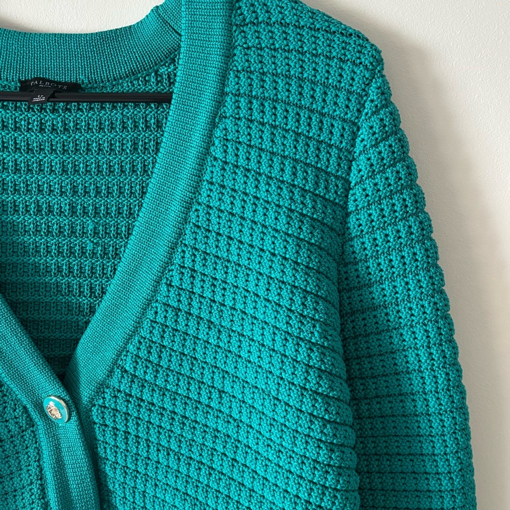 Talbots Lapis Kate Cardigan Textruded Knit Cardigan Jacket Petite Large - Picture 5 of 12